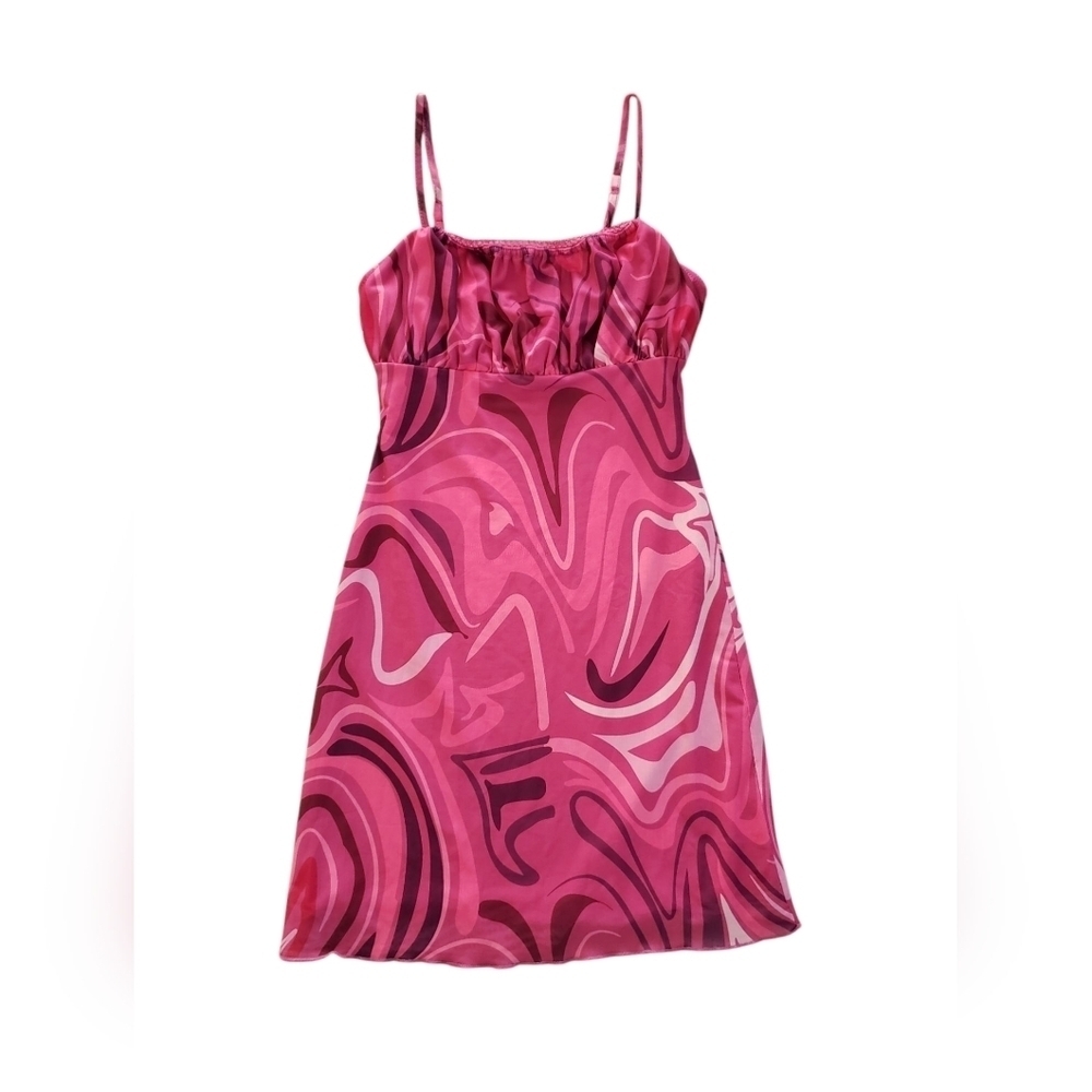 Princess Polly Pink Swirl Y2K Style Spaghetti Strap Dress Size 2
